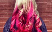 Blonde Pink Dipped Curls