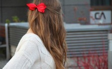 Red Bow on Long Hair