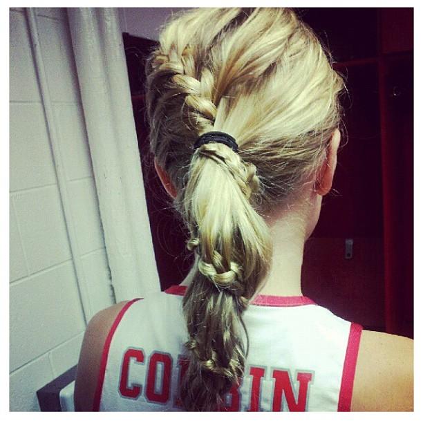 braided around ponytail
