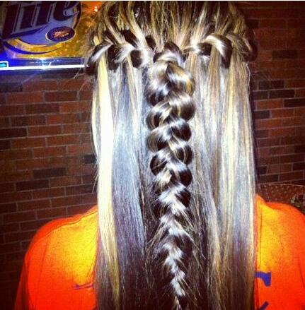 braids at the crown and down the length of the hair