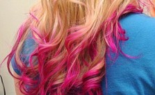 Pink Chalked Blonde Tips