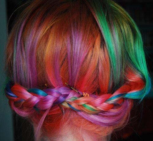 cute rainbow braid