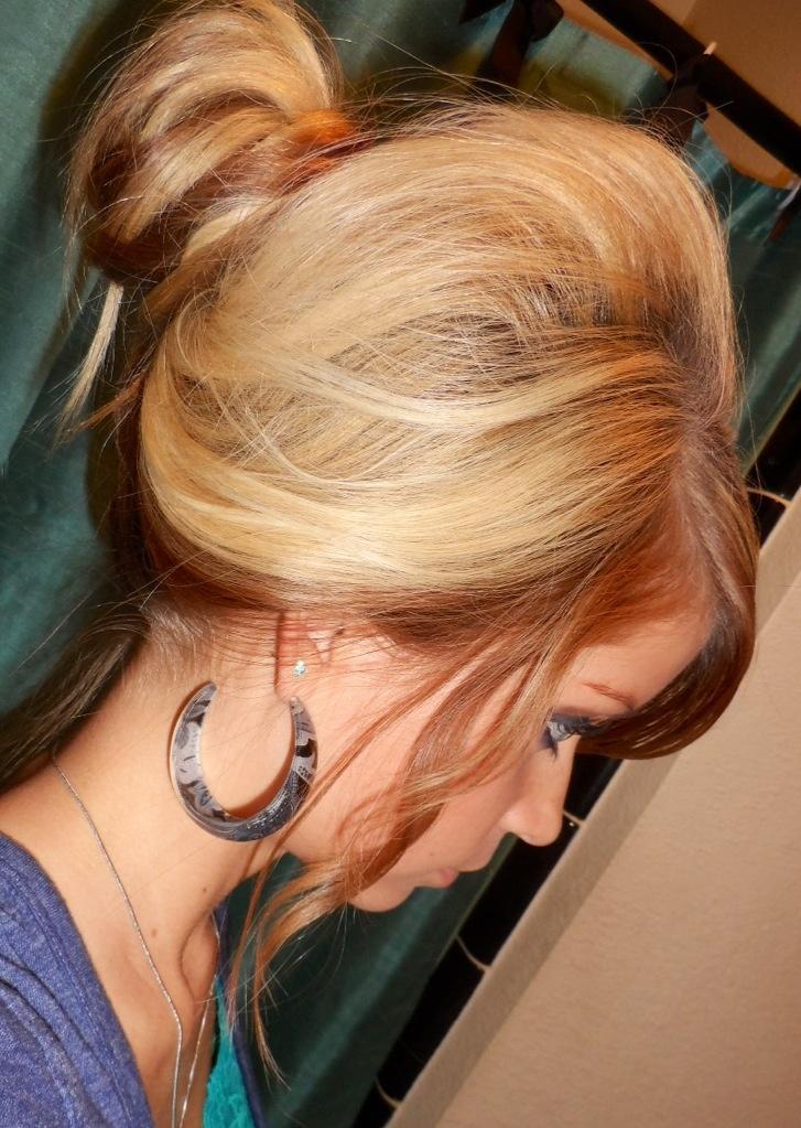 messy teased out bun