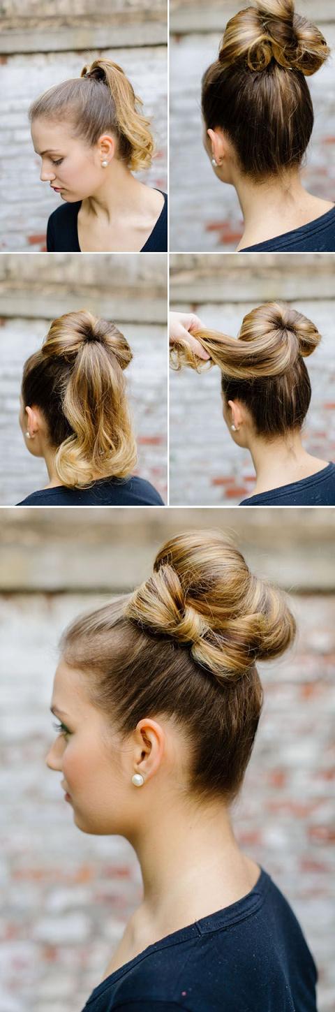 bun and hair bow