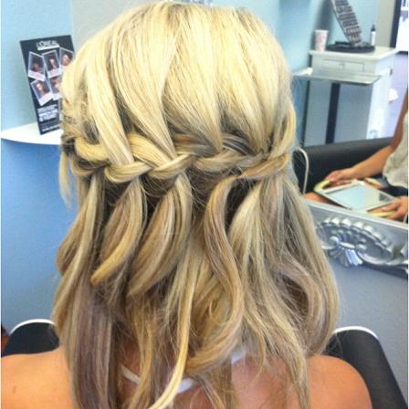 Waterfall braid with curls! Prom hair