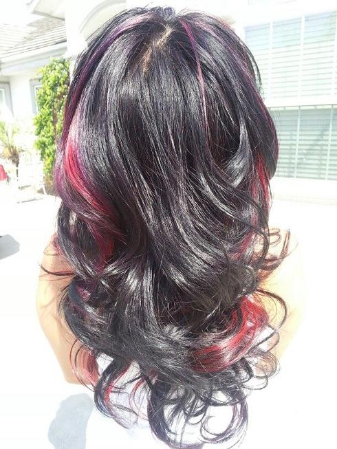 red and purple highlights