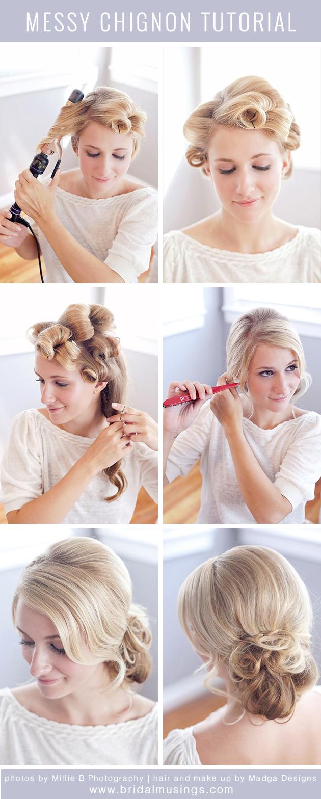 A chic and sophisticated romantic messy chignon from Bridal Musings.