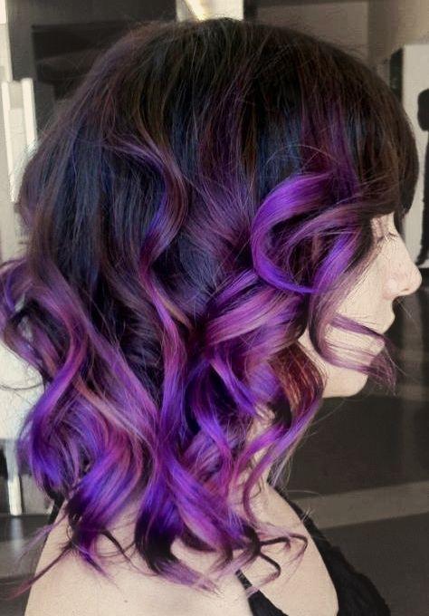 cute curly purple hair