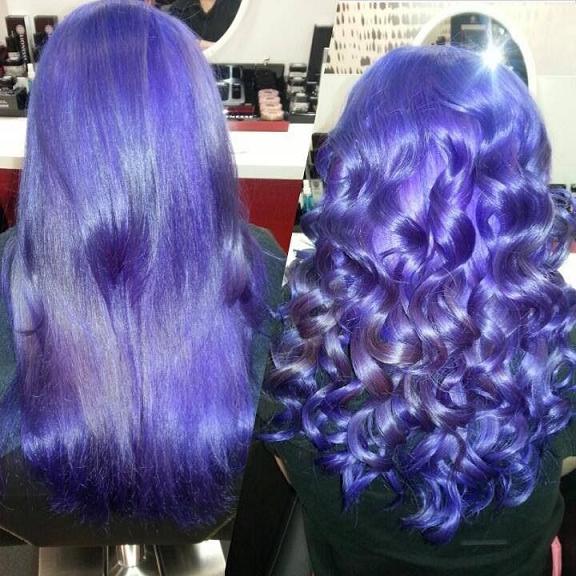 purple curly hair