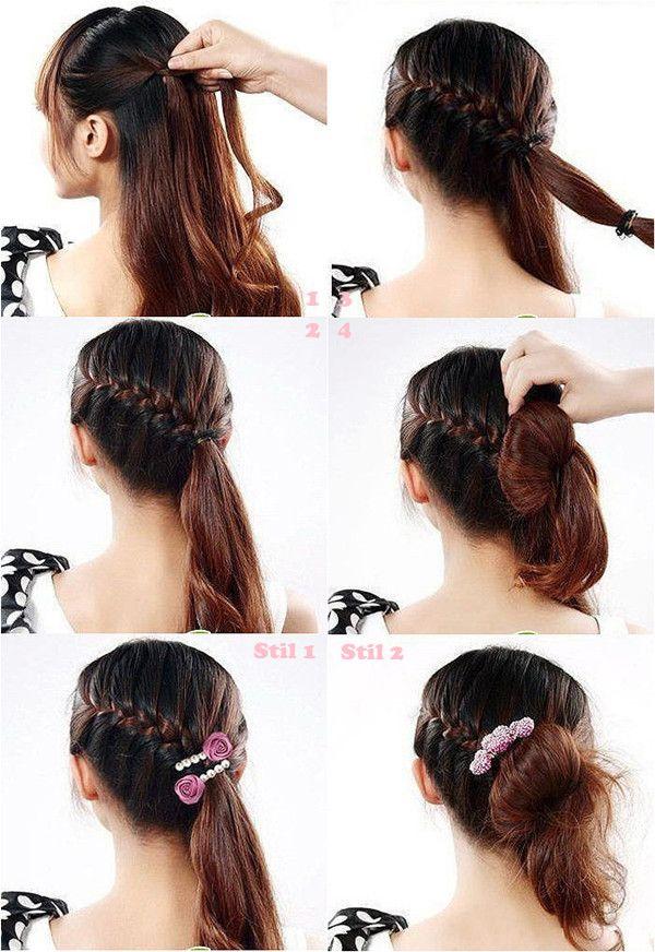 French braids updo hair style tutorial