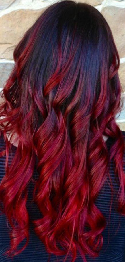 Red and black hair ombré. So pretty!