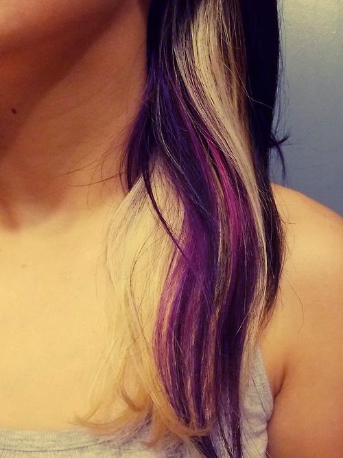 Purple, brown and blonde streaks
