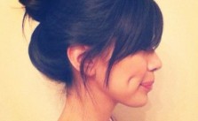 Messy Updo & Side Bangs.