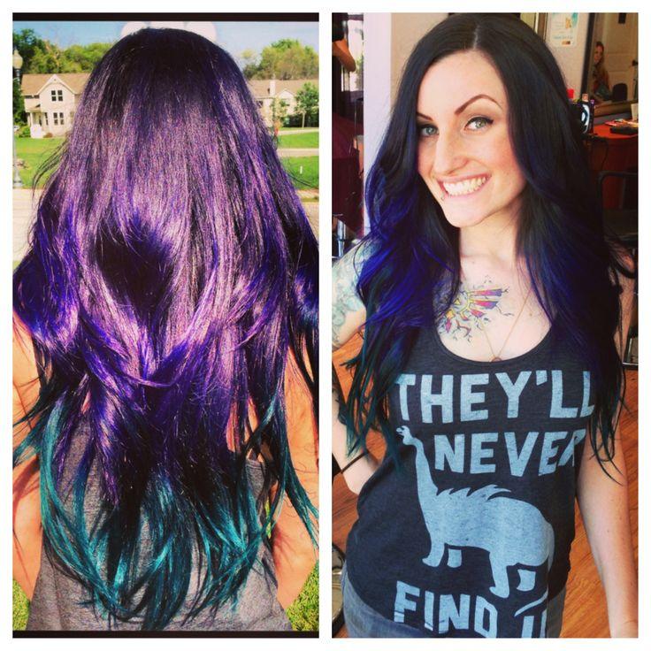 Brown to purple to blue to teal ombré.