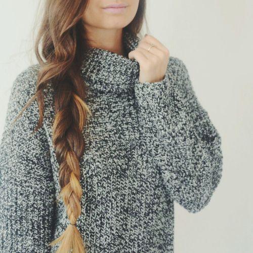 chunky knit, side braid