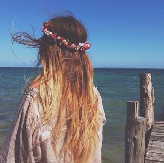 flower crown and beach waves