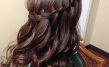 Brown Waterfall Braid & Curls