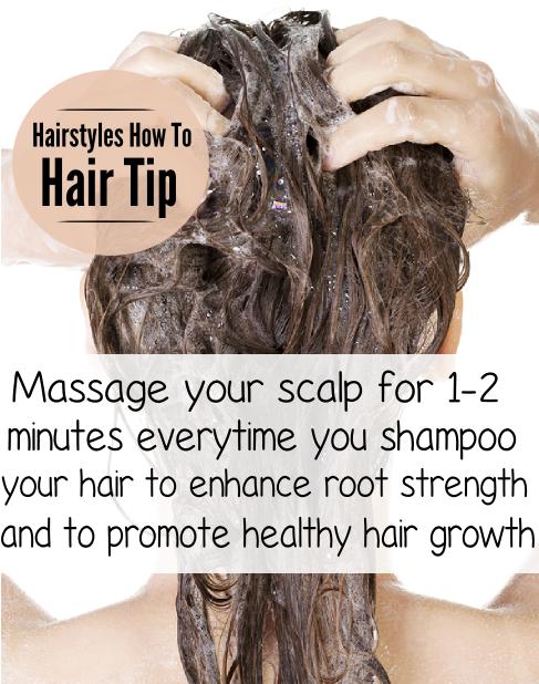 Massage your scalp for 1-2 minutes everytime you shampoo your hair to enhance root strength and promote healthy hair growth!