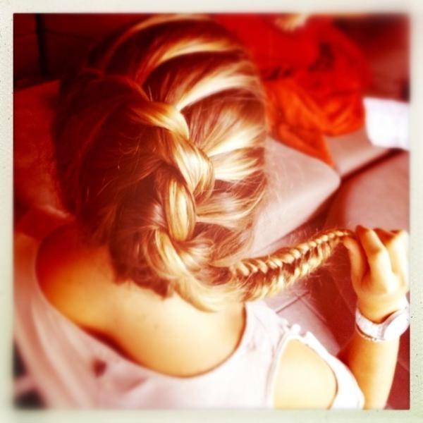 French twist braid with a fishtail.