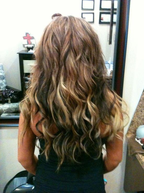 Low lights and hi lights beach wave hair