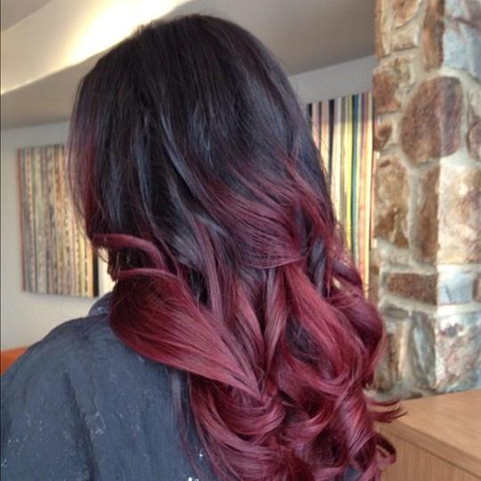 color cut red ombre hair