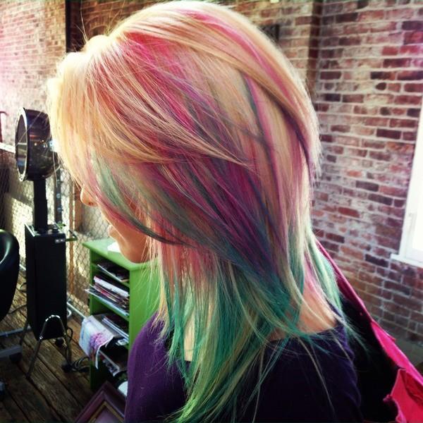 cotton candy layered hair