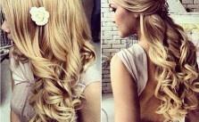 Curly Blonde Half Up Hair