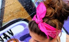 Messy Updo with Pink