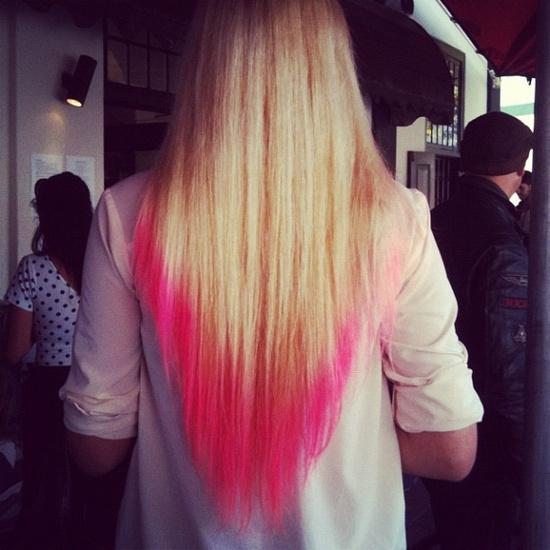 pink dip dye hair