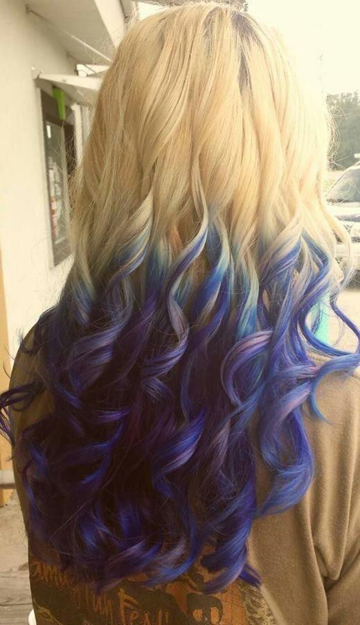 Ombre hair blue purple blonde