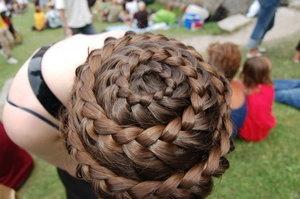 Spiral braids from waist length hair