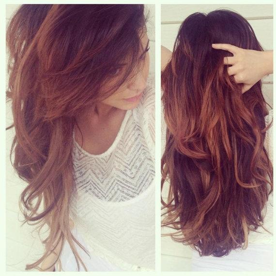 dark red ombre extensions