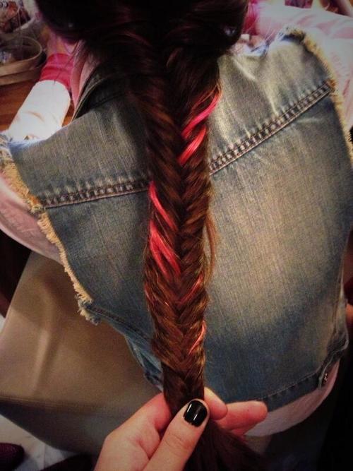 fishtail braid with red