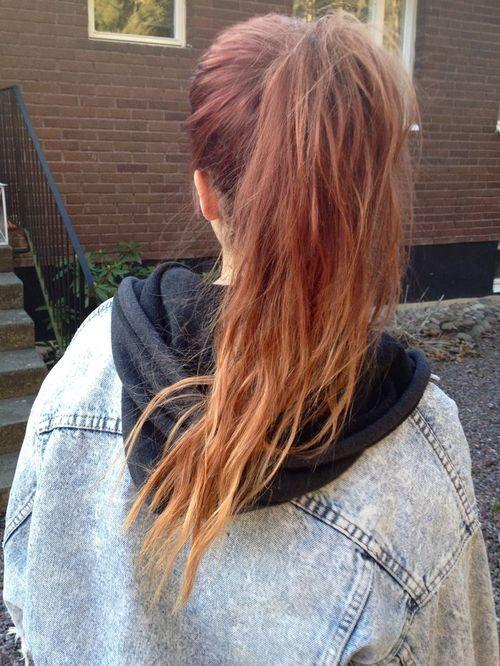 ombre red copper ponytail