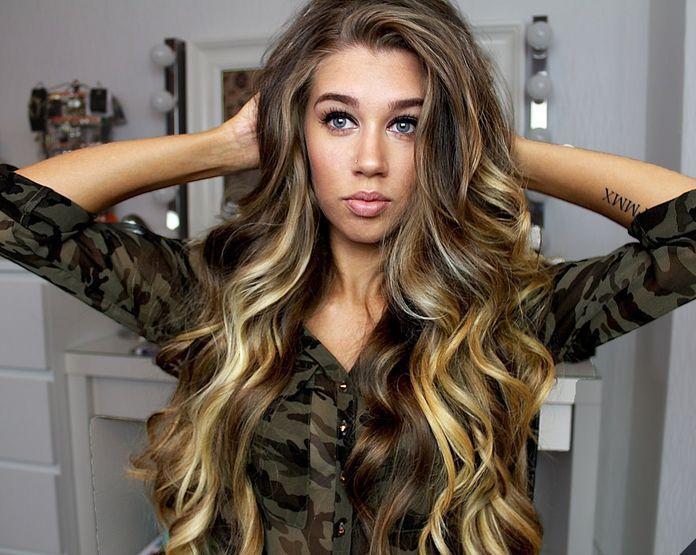 Brond ombre on long layers