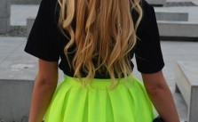 Blonde Hair & Neon Skirt