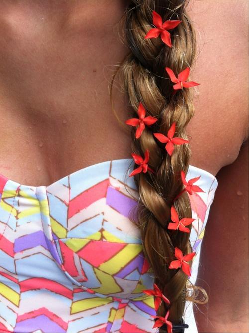 side braid with little flowers