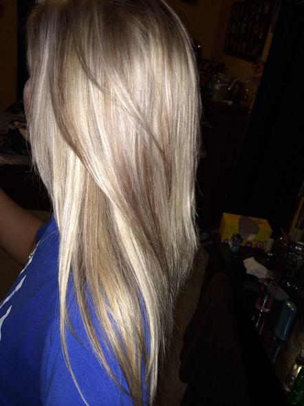 Blonde hair with mocha lowlights