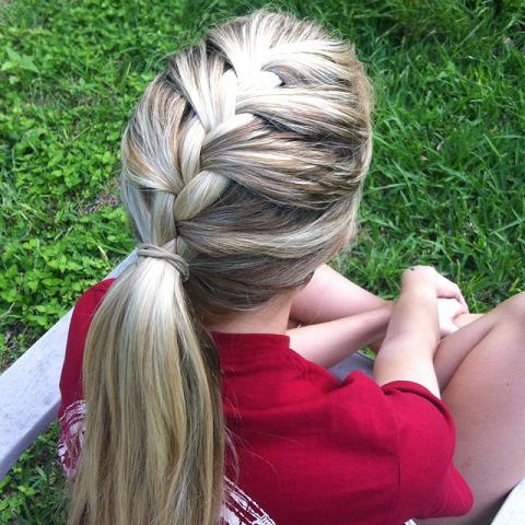 Braided pony, great for soccer games.