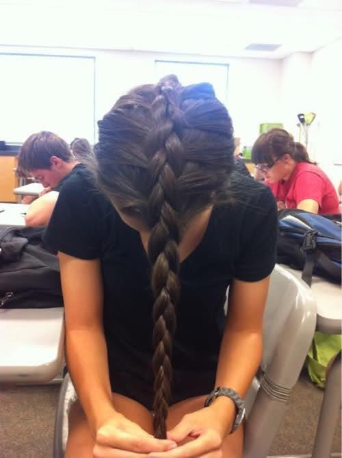 Upside down french braid- perfect for overnight waves