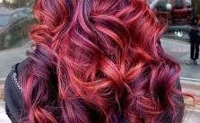 Dark Red Messy Curls