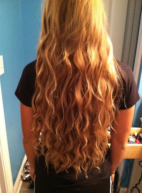 Homecoming hair, several layers loosely wanded using small strands of hair