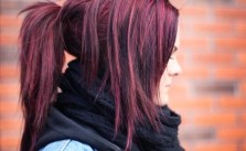 Magenta Ponytail & Bangs