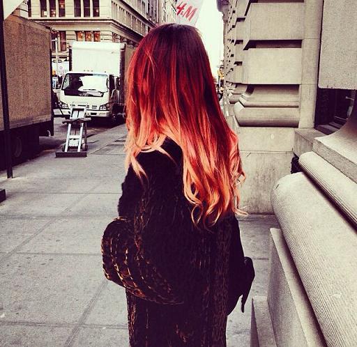Red ombre hair at nyc