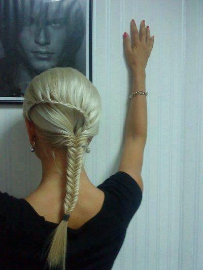 Long braided ponytail with small braid