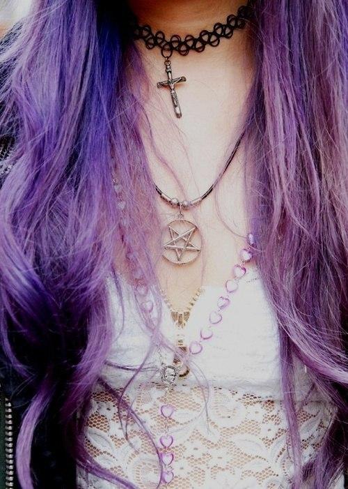scene girls with purple hair