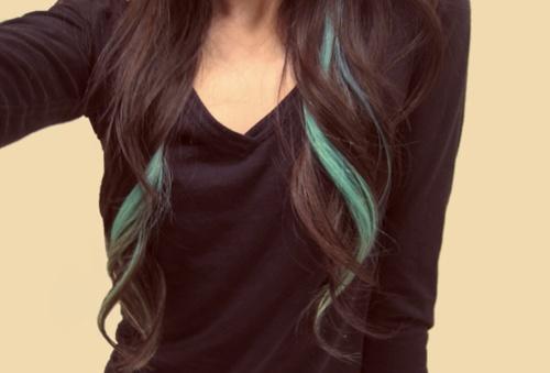 Brown with two turquoise highlights.