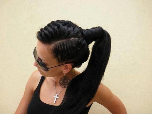 Long braided ponytail hairstyle