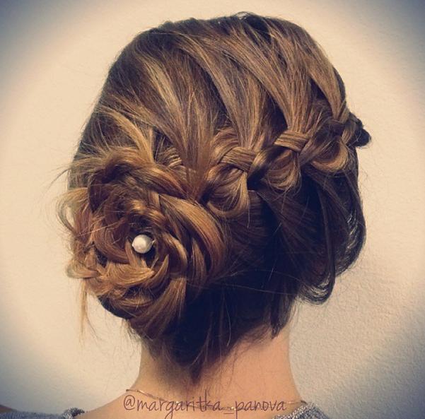 Loose messy flowered updo