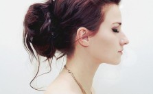 Dark Red Messy Updo